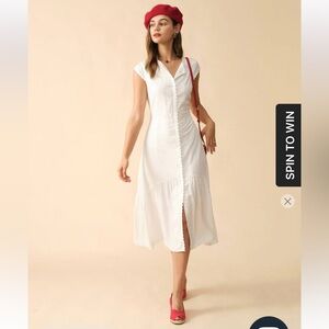 New W/O Tags Rihoas The Solid Color Lapel Midi Dress